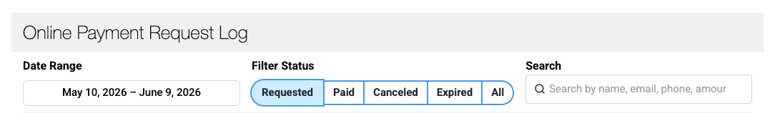 online payment request log with search.png